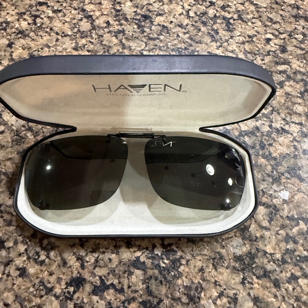 Haven Fits Over Clip On Sunglasses‎ Rectangular Black Lenses with Hard Case